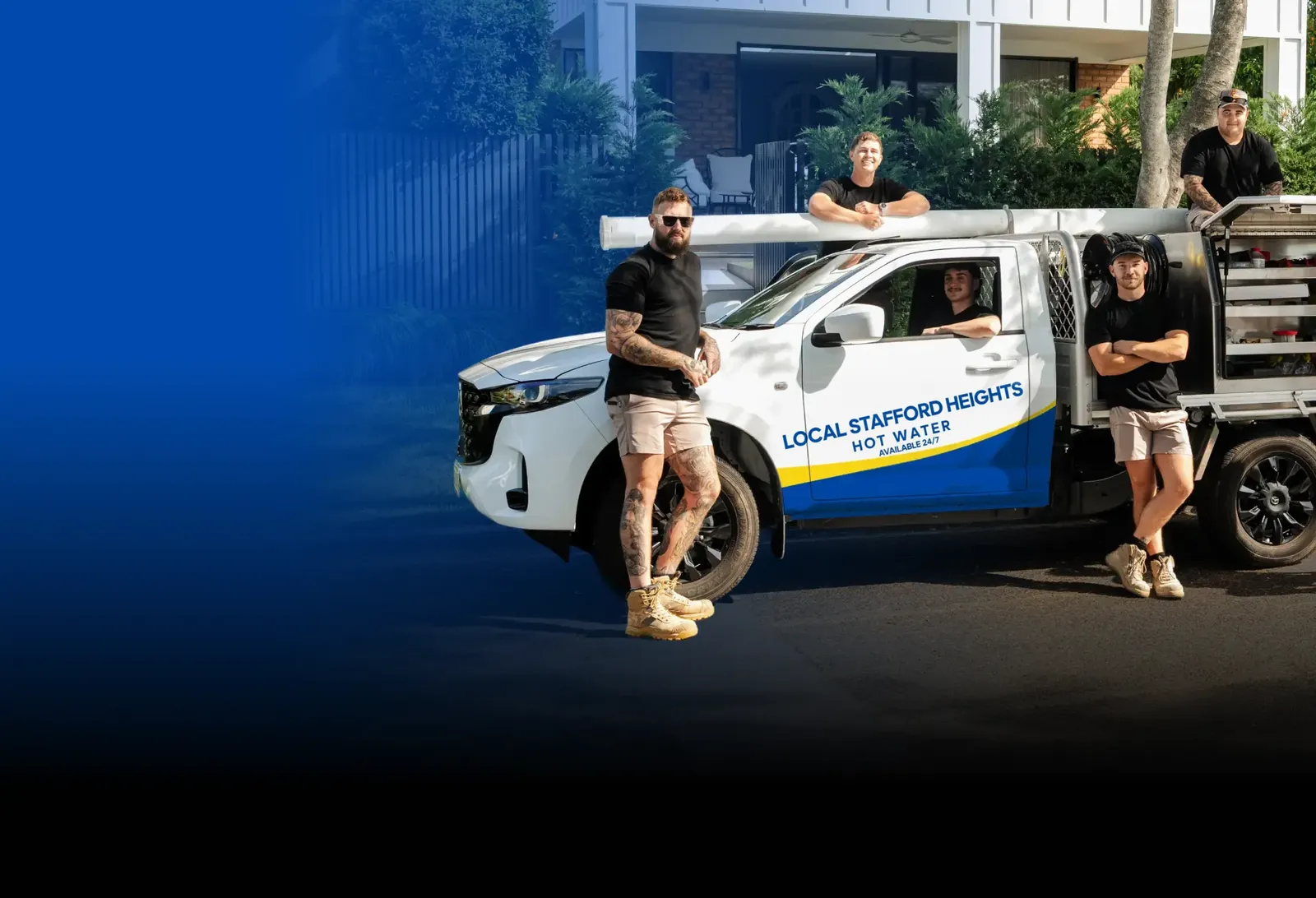 Local Stafford Heights Hot Water team with the ute